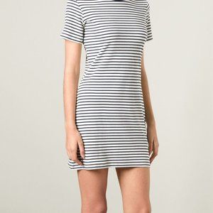 Theory Blue Horizontal Stripe T-Shirt Dress Tall Petite